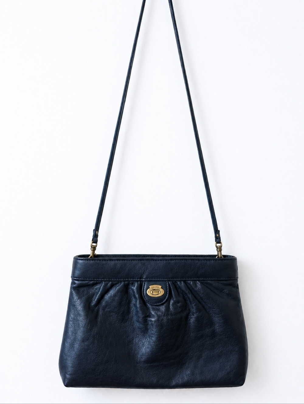 Vintage Etienne Aigner Navy Blue Leather Handcrafted Shoulder Bag